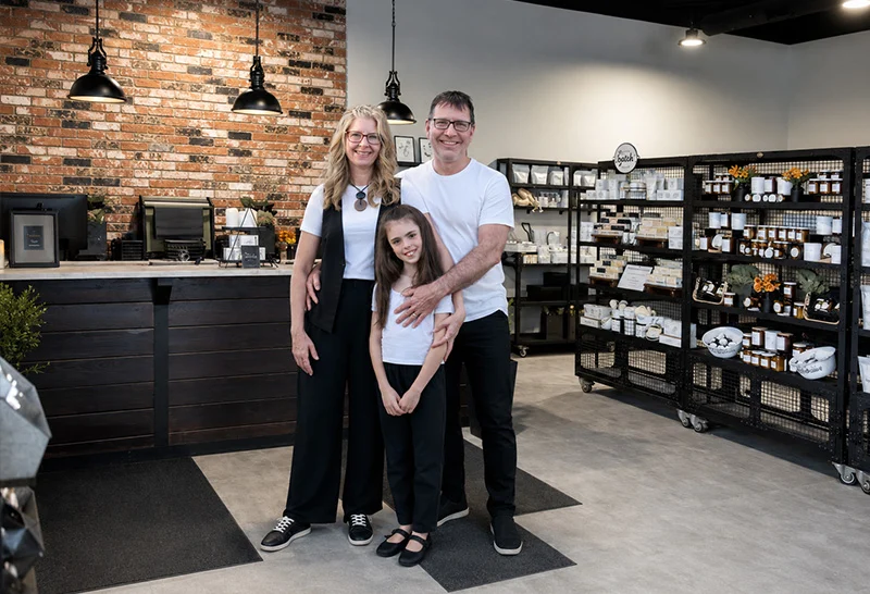 Meet Tracy (founder), Rob (her husband), & Lyla (their daughter)